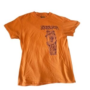 Emerica Coffin Skeleton Graphic T Shirt Orange Medium